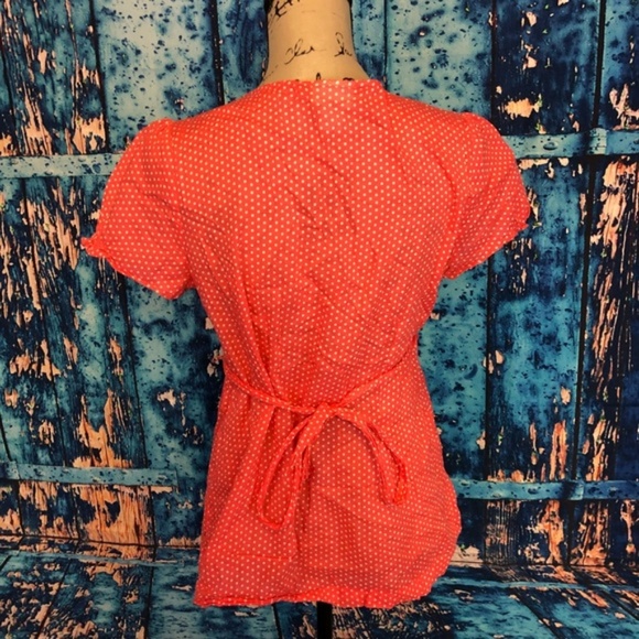 Motherhood Maternity sz M coral polka dot top tie - Picture 3 of 4